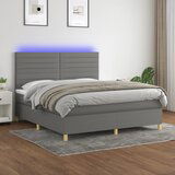Maison Chic Box spring postelja - Vzmetna postelja z vzmetnico LED temno siva 160x200 cm blago SL3420, (21905028) | Shoptok.si