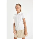 Defacto Girls Poplin Short Sleeve White School Shirt