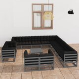 The Living Store Vrtna sedežna garnitura 14-delna z blazinami siva borovina - Vrtna Sedežna Garnitura, (21465220) | Shoptok.si