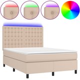 Krevet box spring madrac LED cappuccino 140x190cm umjetna koža | shoptok.hr