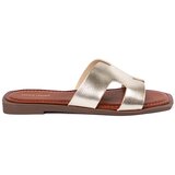 Sergio Leone Light gold flip-flops with a square toe Cene