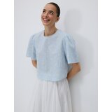 Reserved Pamučna bluza s cvjetnim uzorkom - bljedoplavo | shoptok.hr