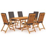 vidaXL 7-dijelni vrtni blagovaonski set s jastucima masivna tikovina | shoptok.hr