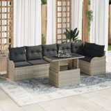 vidaXL 7-delni set vrtnih sofy z blazinami svetlo siv poli ratan | Shoptok.si