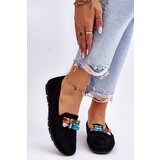 EVENTO Women's suede loafers with crystals black Lucille | Eponuda.ba