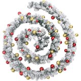  Božićni vijenac s kuglicama i LED svjetlima zeleni 5 m PVC | shoptok.hr