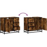 vidaXL Kopalniška omarica dimljen hrast 65x33x60 cm inženirski les | Shoptok.si