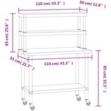  Kuhinjski radni stol s policom 110x55x150 cm nehrđajući čelik | shoptok.hr