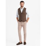 Ombre Fitted men's structured knit vest with lapels - brown | Shoptok.si