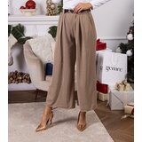 Gemre Beige loose trousers decorated with rhinestones Hira | shoptok.hr