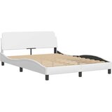  Postelja z vzmetnico bela 140x190 cm umetno usnje | Shoptok.si