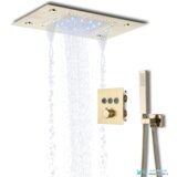  Luksuzni podometni LED tuš sistem | Termostatski tuš EYN PT8899 - Brušeno zlato | Shoptok.si