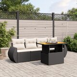 Maison Chic Seti vrtnega pohištva - Vrtna garnitura - Vrtni pohištvo set 5-delna z blazinami črn poli ratan, (21817451) | Shoptok.si