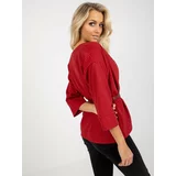 Fashionhunters Elegant red-black cape with 3/4 sleeves