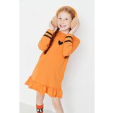 Trendyol Orange Stripe Detailed Embroidery Girl Knitted Dress | shoptok.hr
