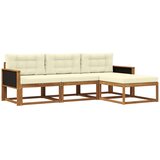 vidaXL Zunanja garnitura za sedenje z blazino 4 pcs Naravna in smetana, (5000281677) | Shoptok.si