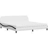 vidaXL Postelja z vzmetnico bela in črna 200x200 cm umetno usnje, (21216231) | Shoptok.si