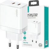 Usams 2XUSB-C PD HITRI POLNILEC ZA TELEFONE, BEL, (21974692) | Shoptok.si