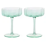 Hestia - Čaše set 2 - Hestia, Bright Green Scalloped, Martini