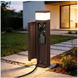 Spoljašnja lampa sa 2 SCHUKO utičnice PILLAR 1xG9/11W/230V IP44 braon