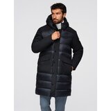 Ombre Men's long quilted jacket with large pockets - black Cijene