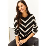 Olalook Women's Black Soft Textured Bias Knitwear Sweater Cene