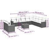  11-dijelni set vrtnih sofa od poliratana s jastucima crni | shoptok.hr