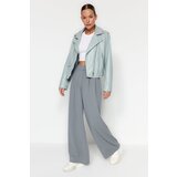 Trendyol Dolphin Gray Belt Velcro High Waist Pleated Wide Leg Pletene pantalone Cijene