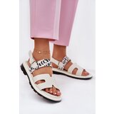 VINCEZA Ladies Leather Sandals On Flat Heel Leopard | ePonuda.com