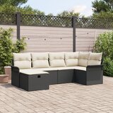 vidaXL 6-delni Vrtni Kavč Set s Blazinami Črni Poly Ratan, (22091347) | Shoptok.si