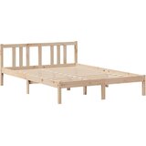 vidaXL Posteljni okvir z vzglavjem 135x190 cm trdna borovina | Shoptok.si