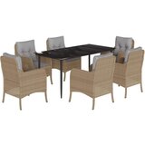  7-dijelni vrtni blagovaonski set od poliratana s jastucima bež | shoptok.hr