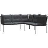  Vrtna sofa s jastucima L-oblika crna od čelika i tekstilena | Eponuda.com
