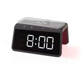 Nedis WCACQ30BK - Budilnik sa LCD ekranom i bežičnim punjačem 15W/5V, crna | Eponuda.com