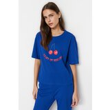 Trendyol Pajama Set - Navy blue - With Slogan Cene