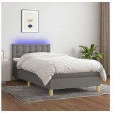  Box spring postelja z vzmetnico LED temno siva 100x200 cm blago | Shoptok.si