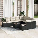 vidaXL 9-dijelni set vrtnih sofa s jastučićima Crni poli ratan | shoptok.hr