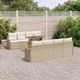 vidaXL 9-komadni vrtni set sofa s jastučićima bež poli ratan | shoptok.hr