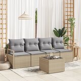 vidaXL 5-delni set vrtnarskih sof z blazinicami bež poli ratan | Shoptok.si