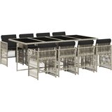  The Living Store Vrtna jedilna garnitura 9-delna z blazinami sv. siv poli ratan - Vrtna Jedilna Garnitura, (21446998) | Shoptok.si