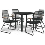  5-dijelni vrtni blagovaonski set od PVC ratana crni Crna | shoptok.hr
