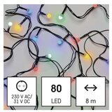  LED božična cherry veriga – kroglice, 8 m, zunanja in notranja, večbarvna, programi | Shoptok.si