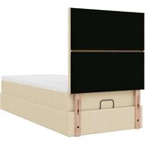 vidaXL Otomanski posteljni okvir z vzmetnico krem 100x200 cm blago | Shoptok.si