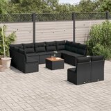vidaXL 12-dijelni set vrtnih sofa od poliratana s jastucima crni | shoptok.hr