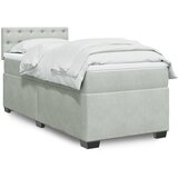 vidaXL Box spring postelja z vzmetnico svetlo siv 90x190 cm žamet | Shoptok.si
