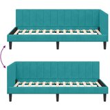 vidaXL Kutni okvir kreveta s uzglavljem Tirkizna 90 x 200 cm Baršun | shoptok.hr