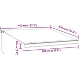 vidaXL Tenda na ručno uvlačenje s LED antracit i bijela 400x350 cm | shoptok.hr
