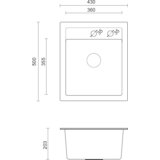 Sink Solution pomivalno korito LUMINA 60 - 430 x 500 mm - črn | Shoptok.si