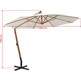 Viseći Suncobran 350 cm s Drvenom Šipkom Bijeli | shoptok.hr