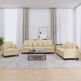  The Living Store Sedežna garnitura 3-delna z vzglavniki krem blago - Komplet Sedežne Garniture, (21456547) | Shoptok.si